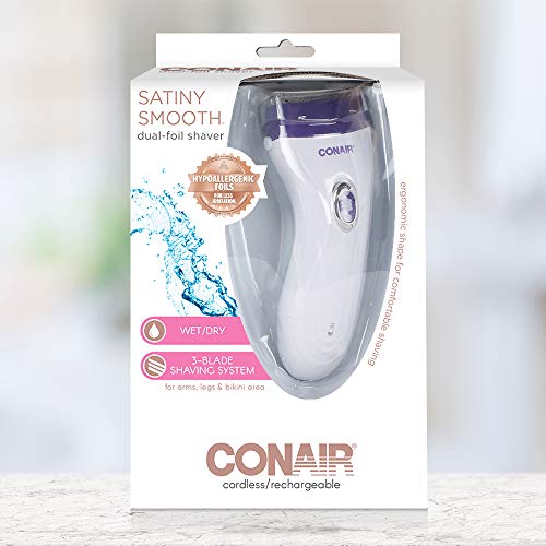 Conair Ladies Dual Foil Rechargeable Wet/Dry Shaver with Popup Trimmer