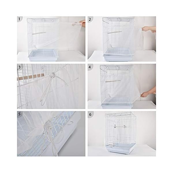 Furpaw Copertura per Gabbia in Rete di Nylon Guardia Voliera per Uccelli Pappagalli, Ventilata e Antipolvere - Bianco