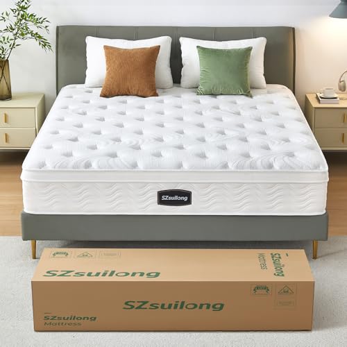 SZsuilong Mattress 140 x 190, 29 cm Thickness H3 H4 Hybrid Mattress with Memory Shape and Independent Bagged Springs, High Resilience 7 Zones, Perfect Support, Ultra Breathable, Oeko-Tex Certified