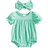 woshilaocai Baby Girls Spring Summer Clothes Newborn Smocked Romper Bubble Vintage Bodysuit Outfit