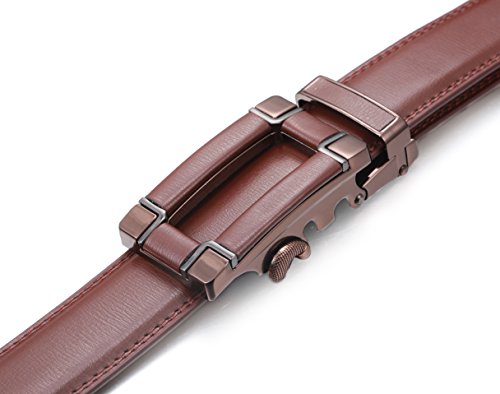Marino Ratchet Click Belts for Men - Mens Comfort Genuine Leather Dress Belt - with Automatic Buckle, Enclosed in an Elegant Gift Box - Brown - Adjustable from 38" to 54" Waist