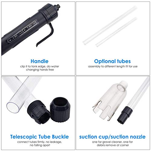 Songway Electric Aquarium Gravel Cleaner Battery Powered Fish Tank Sand Vacuum Cleaner Kit with Filter Bag Water Changer Sand Washer - Thumbnail 3
