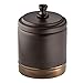 mDesign Metal Bathroom Vanity Canister Jar for Cotton Balls, Swabs, Cosmetic Pads - Two Tone Bronze