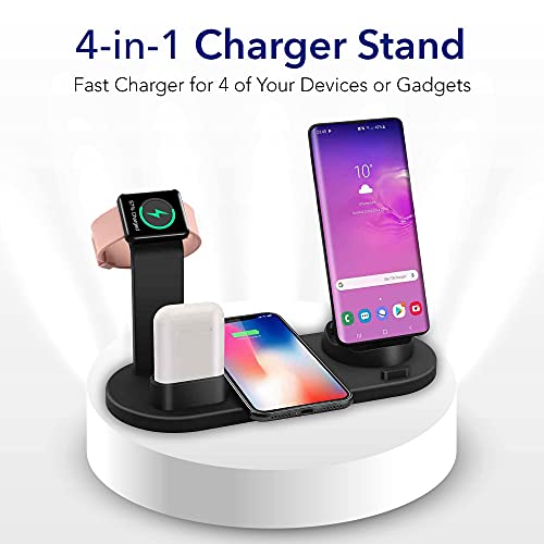 Charging Dock Stations 4in1 Wireless Charging Pad, Rotating Plug