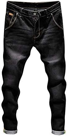 Men Jeans Daoroka Men's Ripped Slim Fit Straight Zipper Denim Pants Vintage Style Motorcycle with Broken Holes (28, Black)