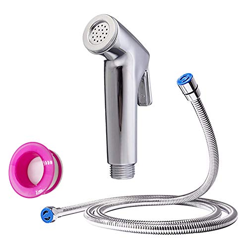 GNEGKLEAN Bidets Sprayer Wash Nozzle Hose Douche Waterproof tape Cleaning System ABS Bidet/Stainless steel 6.5 feet G1/2 Hose Flush Toilet,Floor,Balcony,Watering, Kitchen,Bathroom,Sprayer