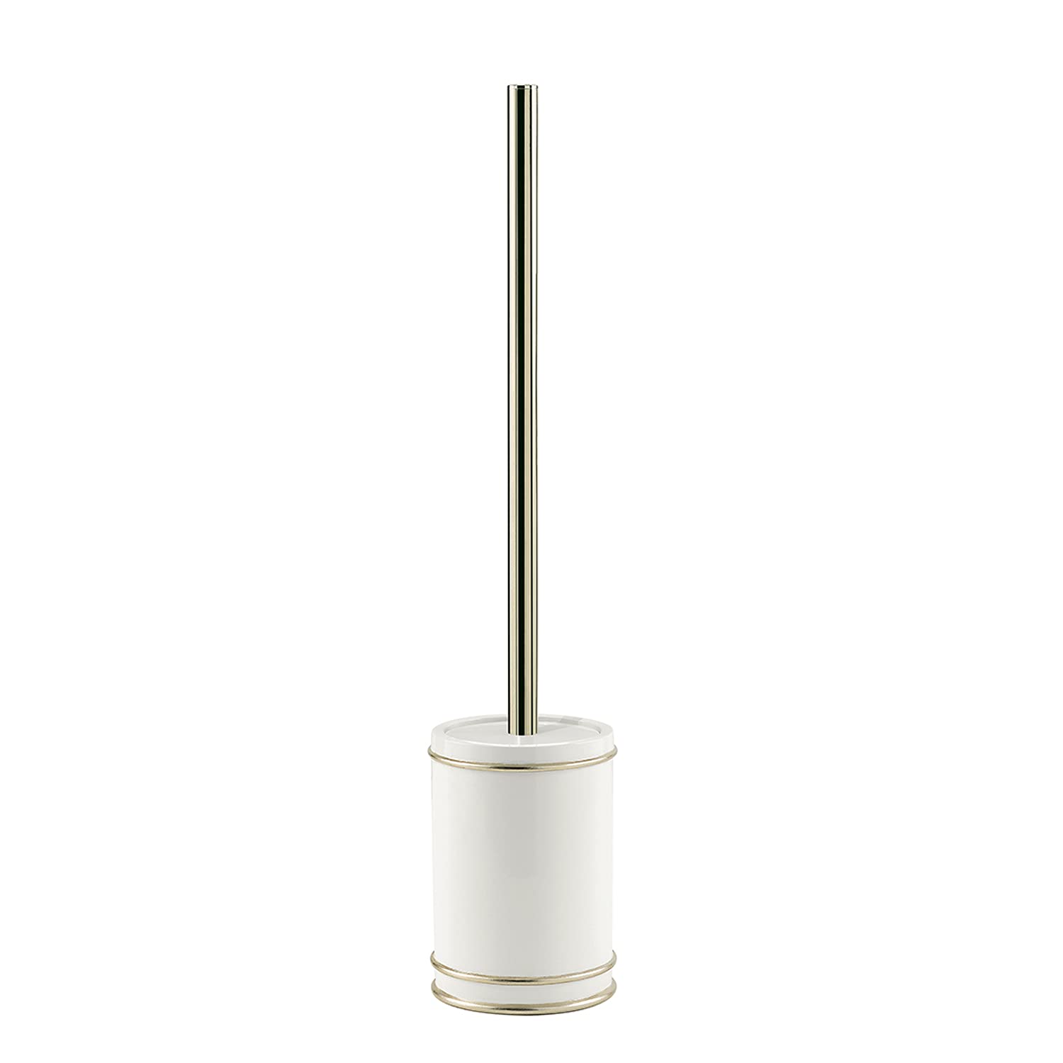 Gedy Olimpia Toilet Brush Toilet, Resin, blanco-oro, 9.5 x 9.5 x 45