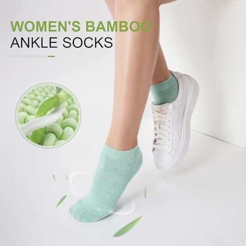 BambooHop Ankle Socks Women, 5 Pairs Bamboo Low Cut Ladies Trainer Socks, Breathable Seamless Short Summer Thin Socks