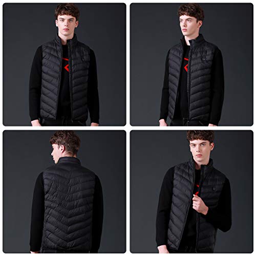 Venustas Heated Vest for Men and Woemn, Heated Coat Lightweight and Water&Wind Resistant(Unisex) Black