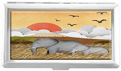Elephant Made from Recycled Paper Base Design Unisex Stainless Steel Cigarette Holder Case Protection Credit Business Card Storage Box Pocket/Wallet