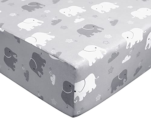 Crib Sheet for Standard Crib and Toddler mattresses Ultra-Soft Cotton Fitted Crib Sheet for Boys and Girls Woodland Animal (elephant)