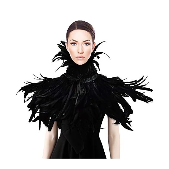Homelix-Gothic-Black-Natural-Feather-Cape-Shawl-with-Choker-Collar-Style-3One-Size