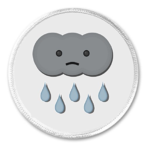 A&T Designs Kawaii Sad Rain Cloud 3" Sew On Patch Raincloud Raindrops Emo