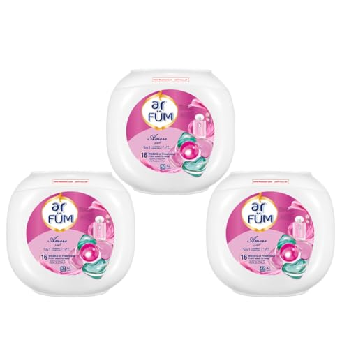 Arfum Pods, 5-In-1 Laundry Detergent Capsules With Scent Booster, Concentrate, Softener, Color Protect, Stain Remover, 16 Weeks Fragrance, 42 Amore,Pack Of 3 X Pods (126 Capsules)