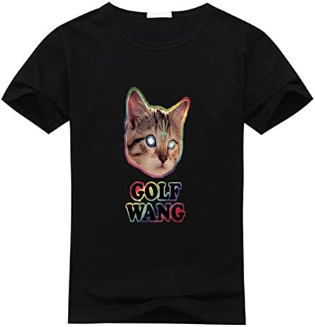 Donging DIY Printing Golf Wang O Neck Compression T Shirt For Men Large Black