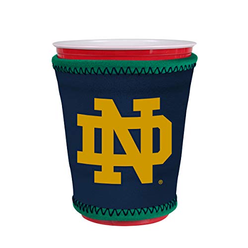 Kolder NCAA Logo Coolie Cup Holder Sleeve Fitting Plastic Cups, Pint Glasses, Coffee Cups, Ice Cream, Etc. - Neoprene and Bottomless (Notre Dame)