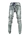 Moonwalk Mens Runway Hiphop Skinny Elastic Denim Biker Jeans Joggers 32 Grey