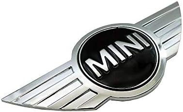 Mini One Cooper Front or Rear Emblem Badge 11.5cm x 5cm. Silver/Black Metal