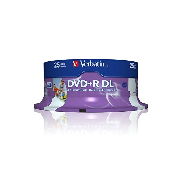 Verbatim DVD+R Double Layer Wide Inkjet Printable 8.5GB, 25er Pack Spindel, DVD Rohlinge bedruckbar, 8-fache Brenngeschwindigkeit & Hardcoat Scratch Guard, DVD-R printable, DVD leer – Bild 3