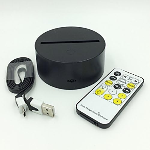 LED Lamp Base for 3D Illusion Acrylic Light Panels, Remote Control Dimming Fading and Flashing, Power with 3x AA Batteries or Included USB Cable