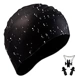 i-Summer Lightweight, Non-Toxic, Flexible And Resilient Silicone Swimming Cap Suitable for All Ages and All Hair Lengths, also Comes With Nose Clip And Ear Plugs