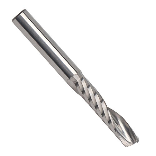 EnPoint High Precision Aluminum Cutting Carbide Single Flute Router End Mills 15/64" 6mm Shank 6mm Cutter Dia 22mm Flute Length CNC Spiral Milling Cutter for Acrylic PVC MDF Color Plates