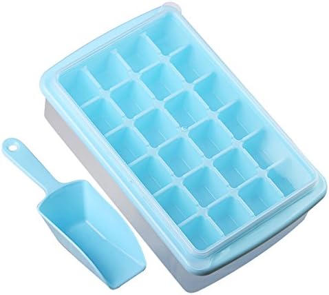 MotionMi Ice Cube Tray with Lid and Storage Box - 24 Ice Cubes - Spill Resistant, No Odor or Aftertaste