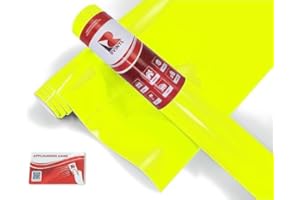 RVINYL 3M 1080 VCW17076 Satin Neon Fluorescent Yellow (5ft x 1ft W/Application Card) Vinyl Wrap Film Sheet with Air-Release for Cars, Trucks & More (5sq ft Roll)