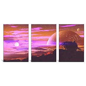 3 Panel Abstract Planets x 3 Panels
