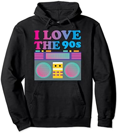 Unisex I Love the 90s Hoodie - Nineties Retro Gift XL: Black