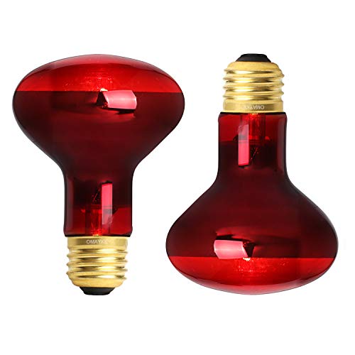 OMAYKEY 75W Infrared Spot Heat Lamp Bulb Red Light Glass Heating Lamps Bulbs for Lizard Snake Chameleon Bearded Dragon Aquarium Reptile & Amphibian - 2 Pack