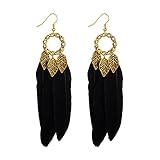Pandahall 1 Pair Fashion Feather Earrings with Brass Earring Hooks Dangle Earrings for Women Lady Gifts