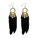 Pandahall 1 Pair Fashion Feather Earrings with Brass Earring Hooks
