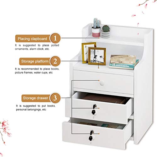 Xiuban White Nightstand 3 Drawers Bedside Table End Table