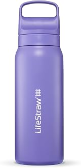 LifeStraw Go Series Insulated Stainless Steel Water Filter Bottle 24oz Thistle