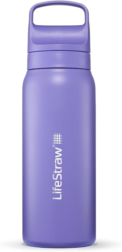 LifeStraw Go Series Insulated Stainless Steel Water Filter Bottle 24oz Thistle