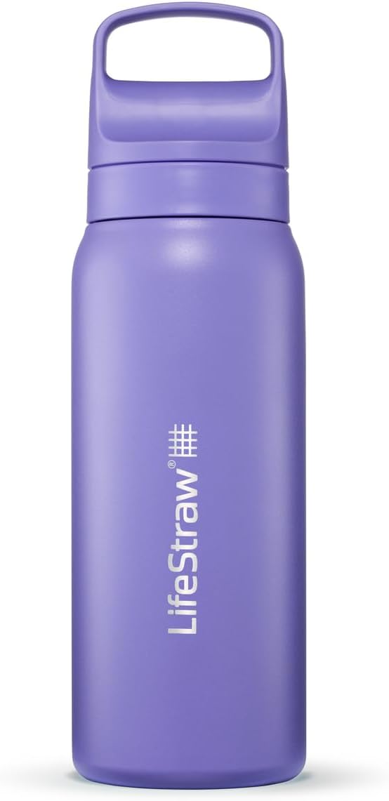 LifeStraw Go Series Insulated Stainless Steel Water Filter Bottle 24oz Thistle