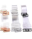 WingsLove 3 Pairs Clear Crystal Silicone Invisible Replacement Bra Shoulder Straps(3Pairs--15mm Width, Transparent)