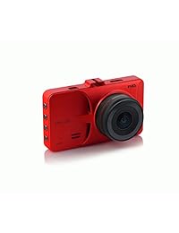 Minolta mncd53 bk Full HD 1080p Gran Angular cámara de salpicadero de coche con G sensor, WDR, grabación en bucle y visualización LCD de 3", 3 pulgadas, Rojo