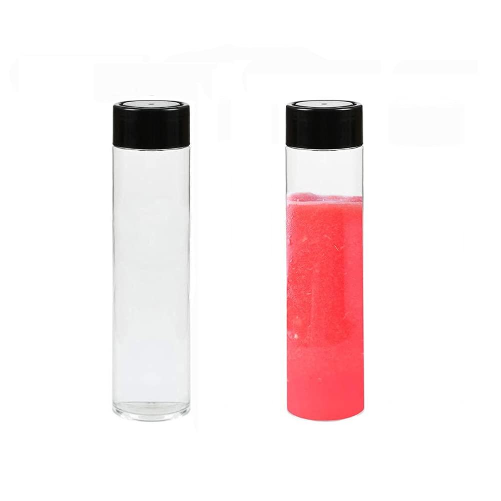 2Pcs 350ml Clear PET Plastic Juice Bottles with Black Lids Empty Smoothie Bottles Reusable Drink Bottle for Storing Juice Milk Homemade Beverages Sugar