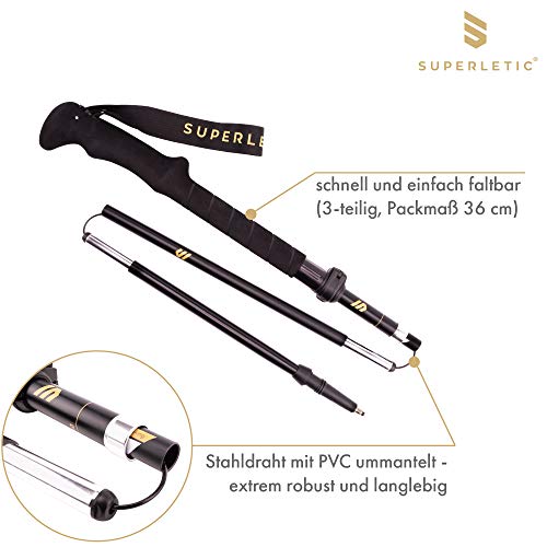 SUPERLETIC® Trekkingstokken, wandelstokken, opvouwbaar, gemakkelijk verstelbaar, ultralichte wandelstok voor dames en… - Image 4