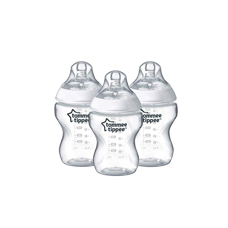 Tommee Tippee Closer to Nature Baby Bottles Slow Flow Breast-Like Nipple with Anti-Colic Valve (9oz, 3 Count)