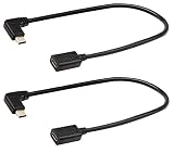 zdyCGTime (2-Pack) 90 DegreeType C Extender Cable, Right & Left Angled USB-C USB 2.0 Type-C Male to Female Extension Cable for Charging and Data Transmission (Note: Audio,Video is not Supported-30CM)