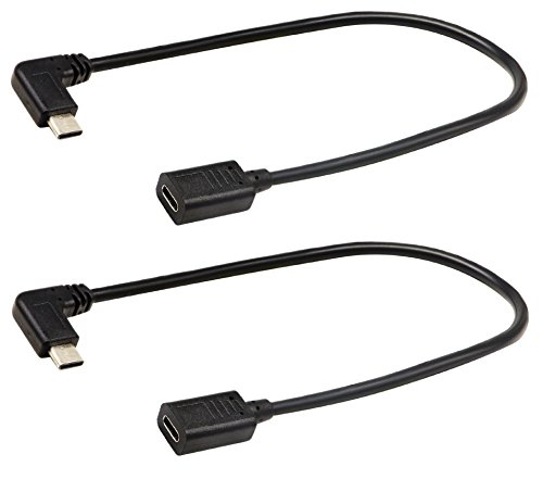 zdyCGTime (2-Pack) 90 DegreeType C Extender Cable, Right & Left Angled USB-C USB 2.0 Type-C Male to Female Extension Cable for Charging and Data Transmission (Note: Audio,Video is not Supported-30CM)