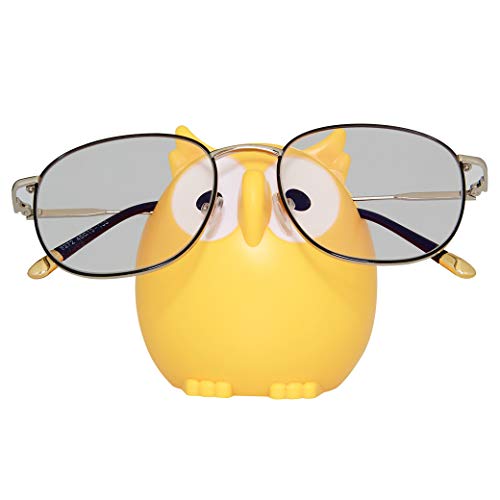 Homu Owl Sunglasses Eyeglass Holder Stand, Display Rack Smartphone Holder - Yellow - Thumbnail 6