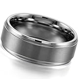 INBLUE Men's 9mm Tungsten Ring Band Silver Tone Grey In Comfort Fit Wedding size 7~15