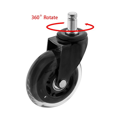 Owfeel 3-Inch Office Chair Caster Wheels Replacement for Desk Floor Mat - Rollerblade Style(Set of 5)