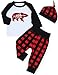 Baby 1st Birthday Outfits Wild One Long Sleeve T-Shirt with Red Plaid Pant and Hat (A-Red+Black+White, 12-18 Months)