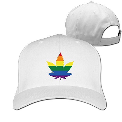 LGBT Gay Marihuana Weed Leaf Outdoor Ajustable Peak Hat White