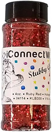iConnectWith Glitter – Ruby Red, Stubby Holographic Glitter; Multi-use for Crafts, Decorations, Nail Art, Makeup, Tumblers, Resin Art, and DIY Projects